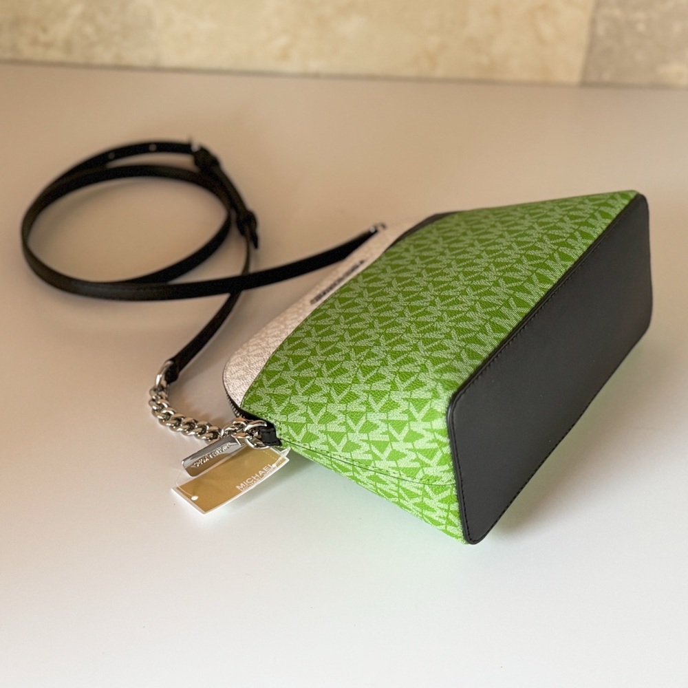 Michael Kors Jet Set Travel Dome Shoulder Crossbody Bag MK Green Multi - Picture 14 of 15